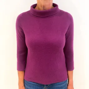 Magenta Purple Cashmere Funnel Neck Jumper Medium