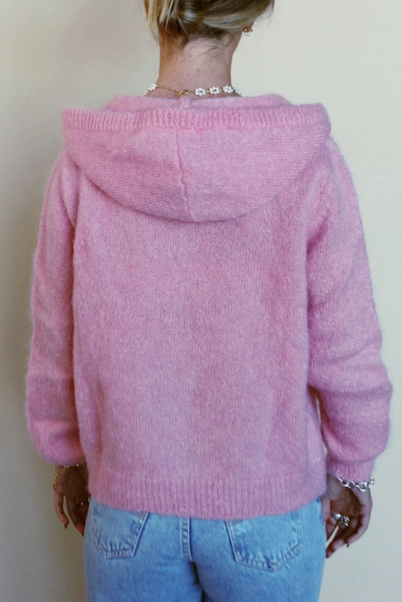 MAISON ANJE Womens Lenebula Kid Mohair Hooded Zip Cardigan Berlingot Pink