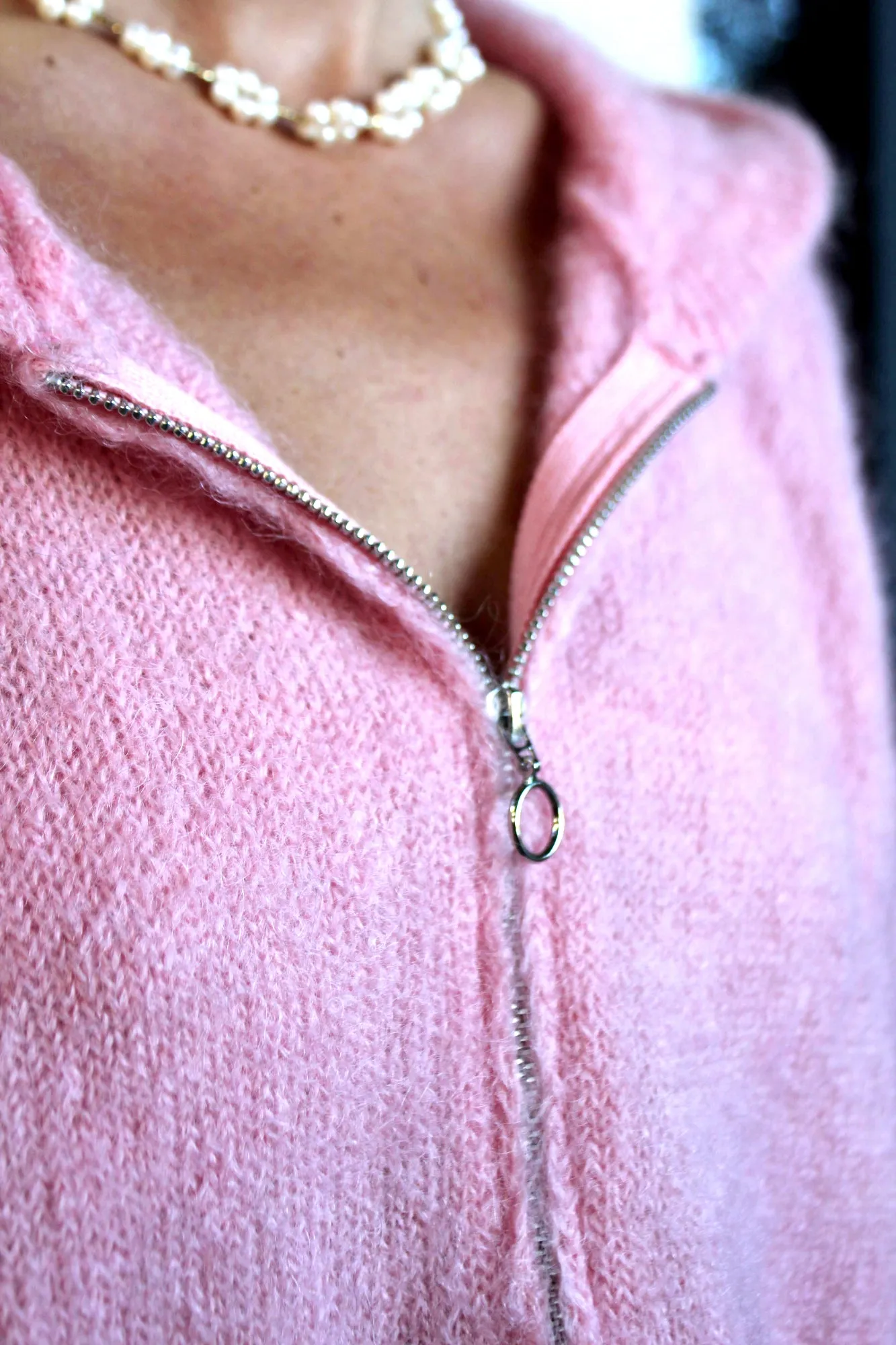 MAISON ANJE Womens Lenebula Kid Mohair Hooded Zip Cardigan Berlingot Pink