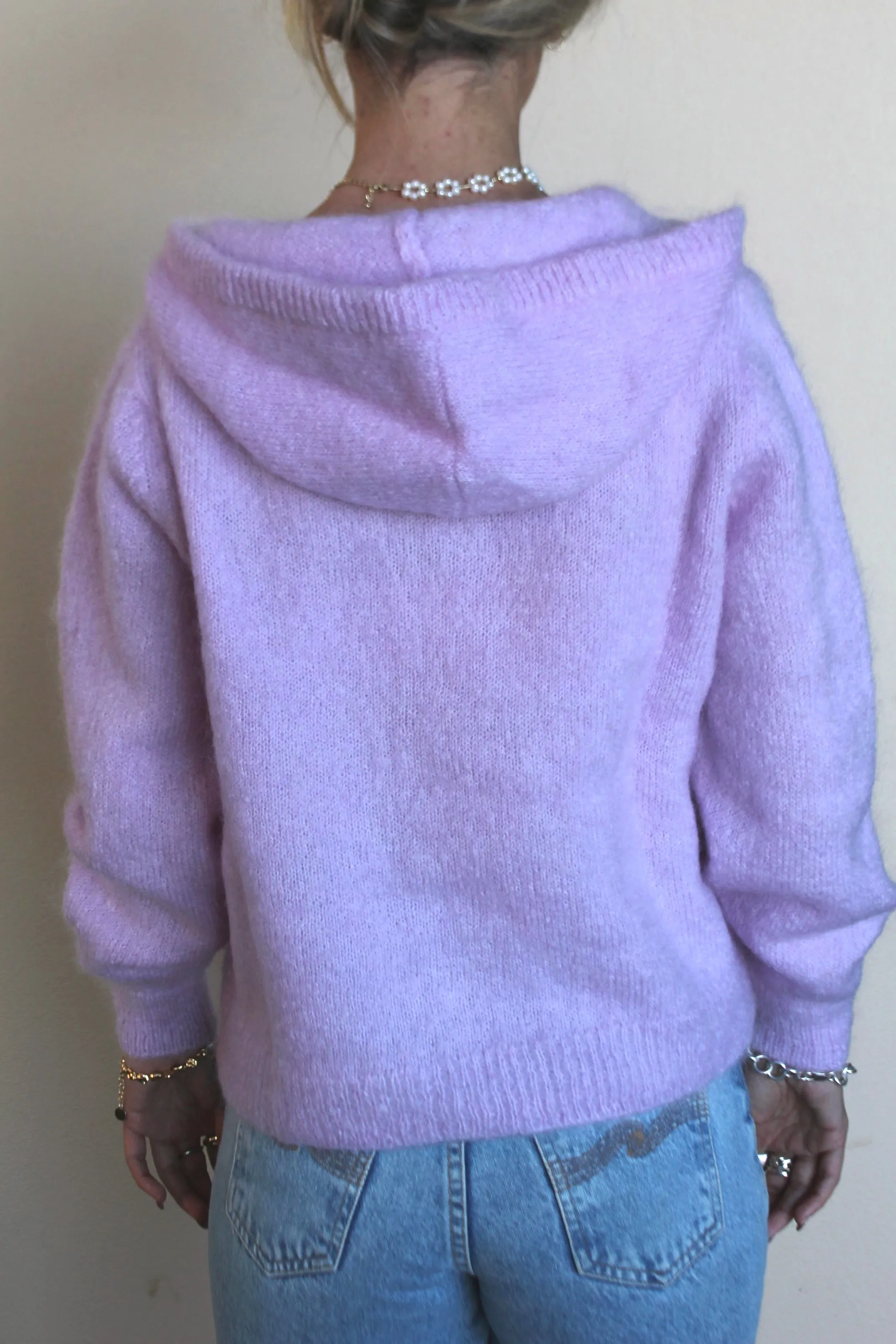 MAISON ANJE Womens Lenebula Kid Mohair Hooded Zip Cardigan Lilac