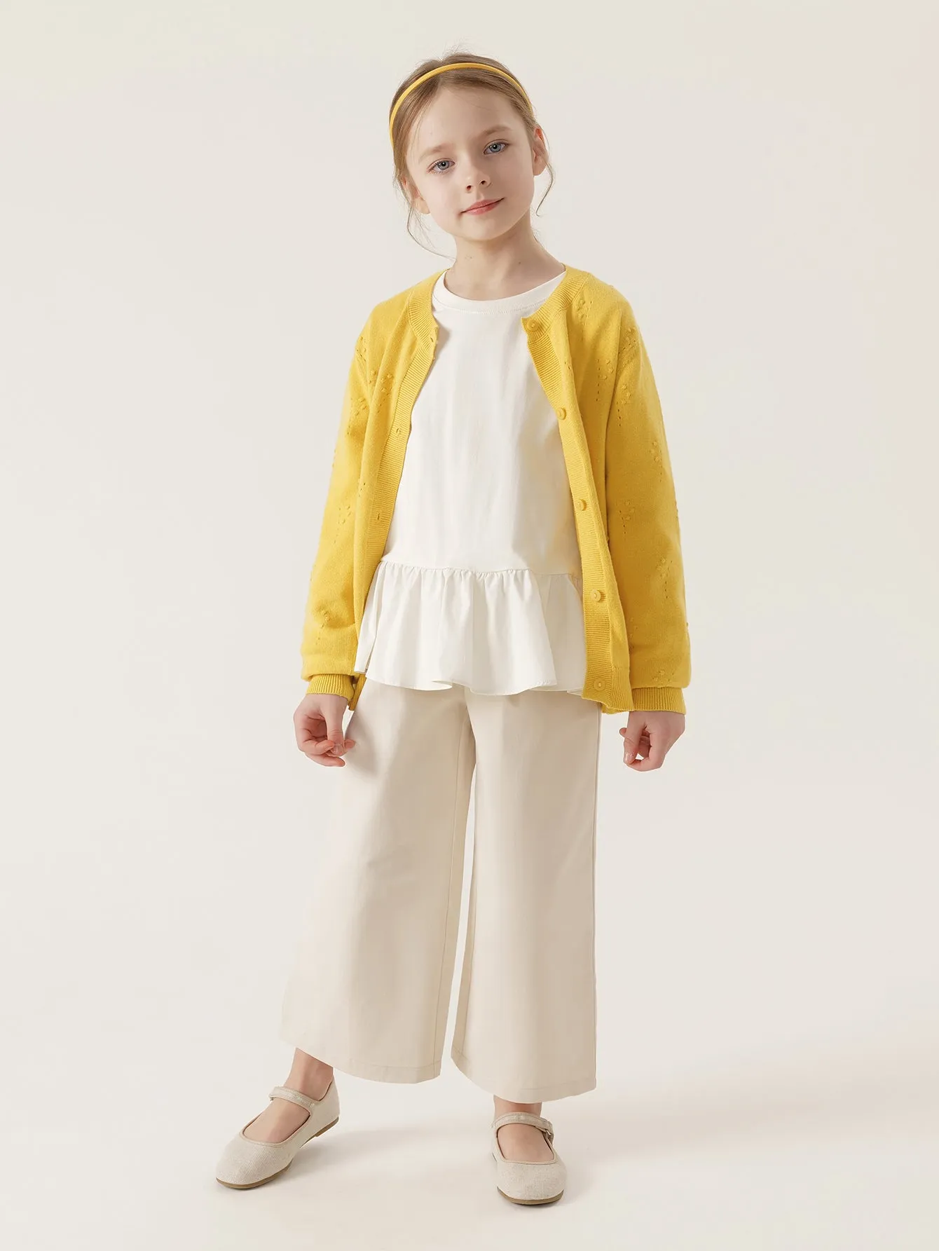 MARC & JANIE Girls Bellflower Hollow Out Loose Fit Cardigan 240313