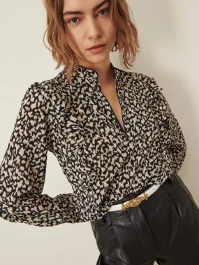 Marella S GUAINA Black and Natural Printed Blouse 31161218 001