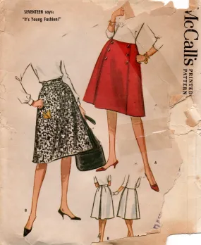 McCall's 6488 Womens or Teens Flared Skirts 1960s Vintage Sewing Pattern Waist 23 inches