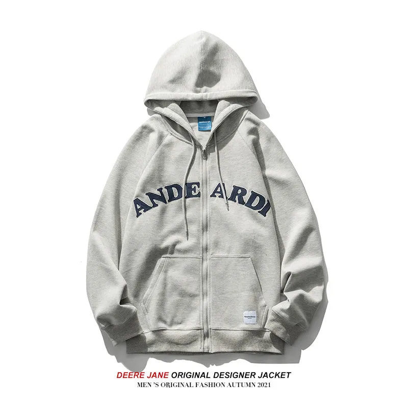 Men Cardigan Hoodie Hooded Sweater Men's Spring and Autumn Loose Versatile Coat