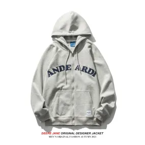Men Cardigan Hoodie Hooded Sweater Men's Spring and Autumn Loose Versatile Coat