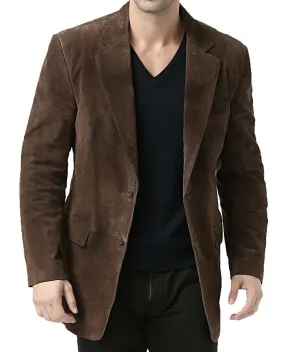 Men's Dark Brown Suede Blazer Jacket