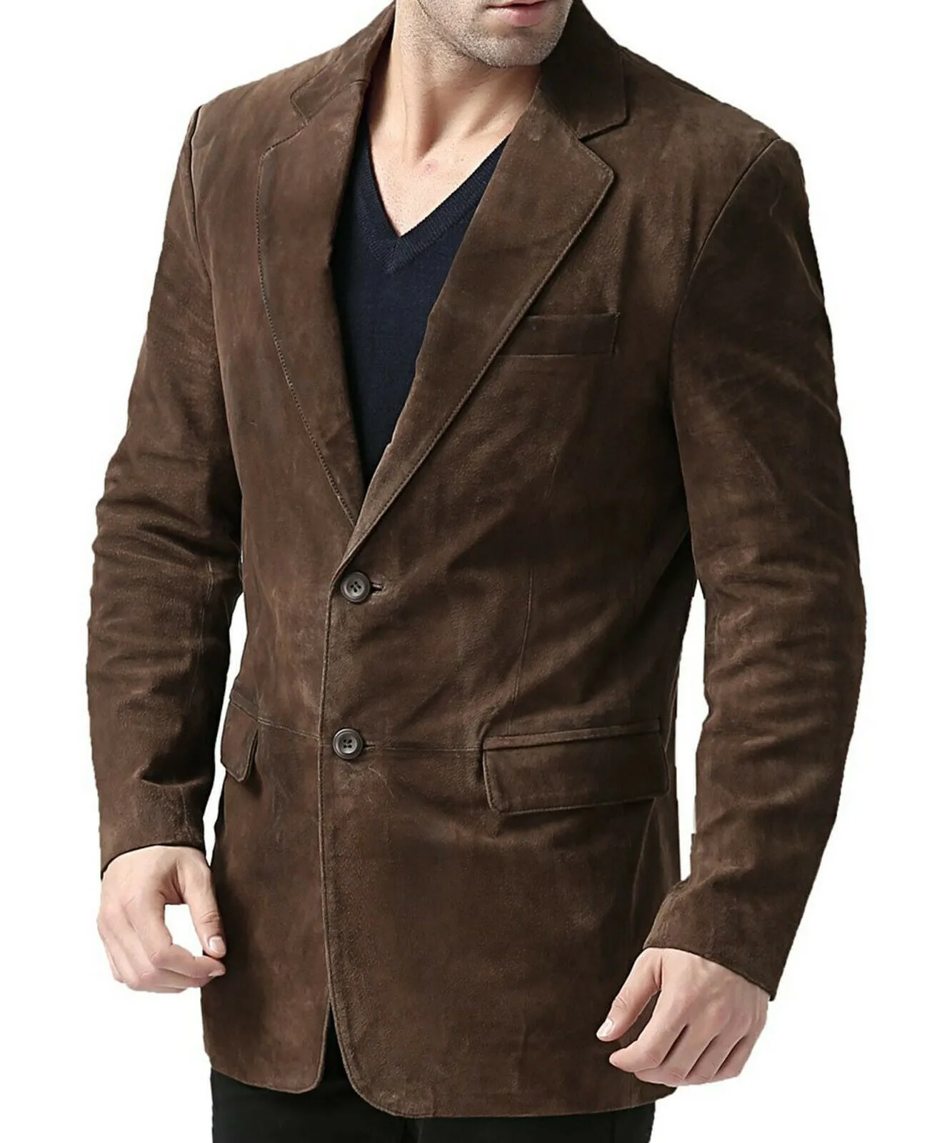 Men's Dark Brown Suede Blazer Jacket