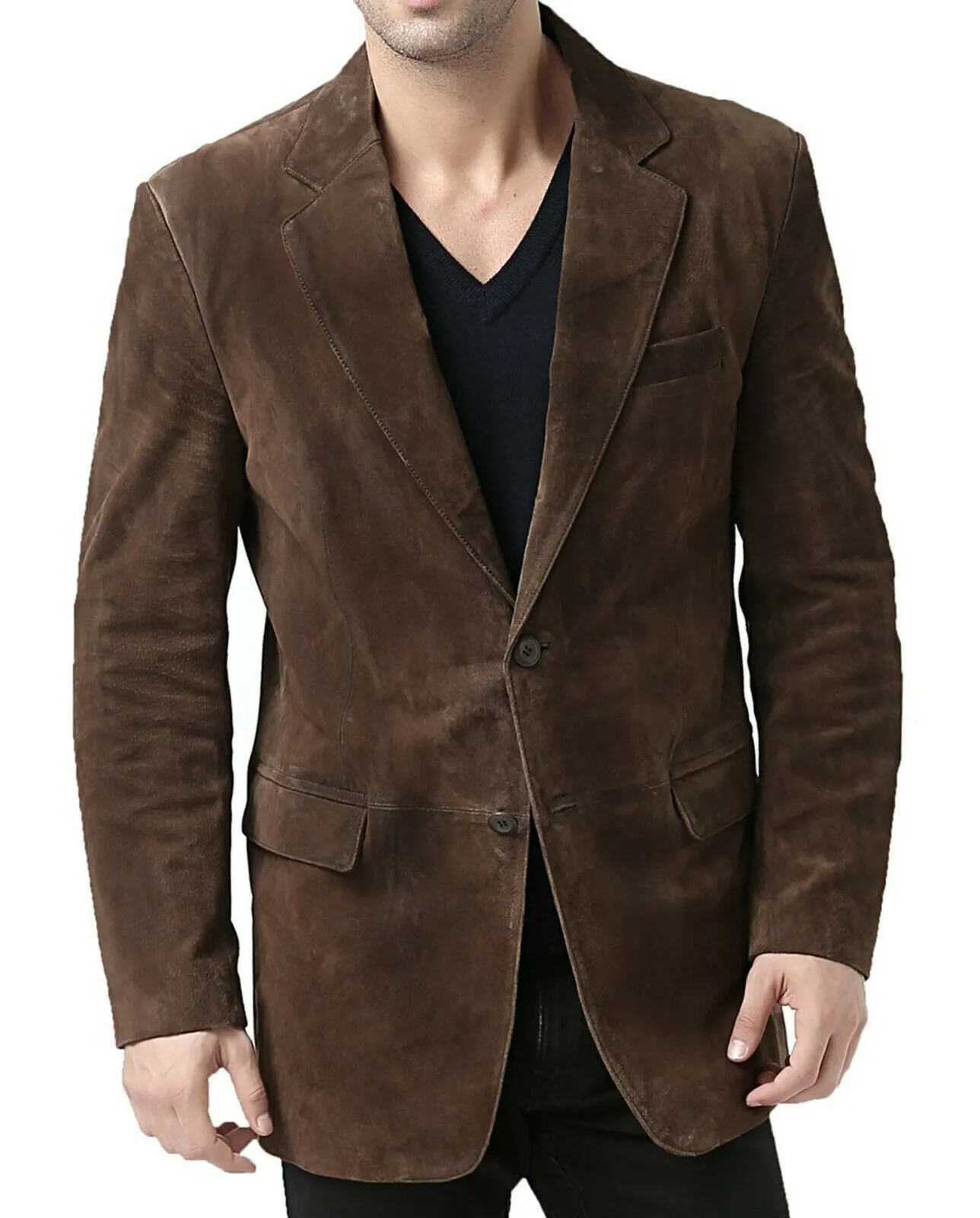Men's Dark Brown Suede Blazer Jacket