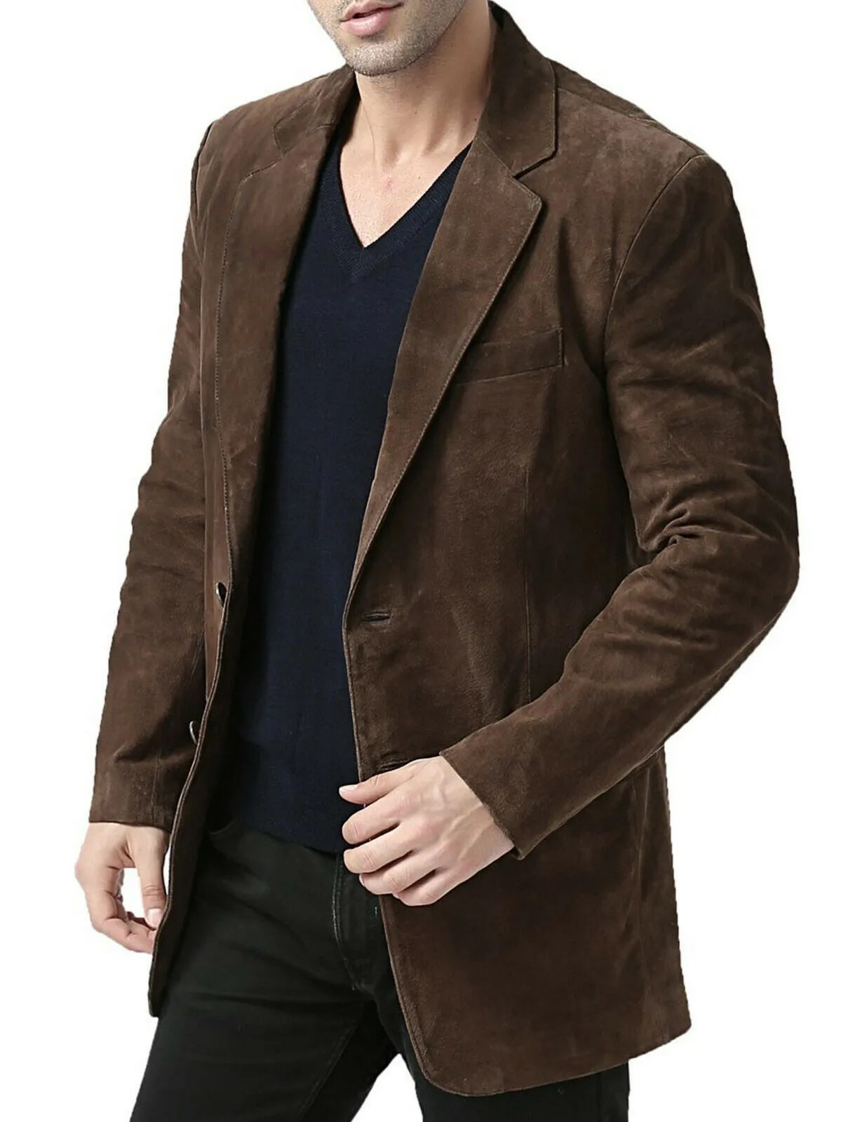 Men's Dark Brown Suede Blazer Jacket