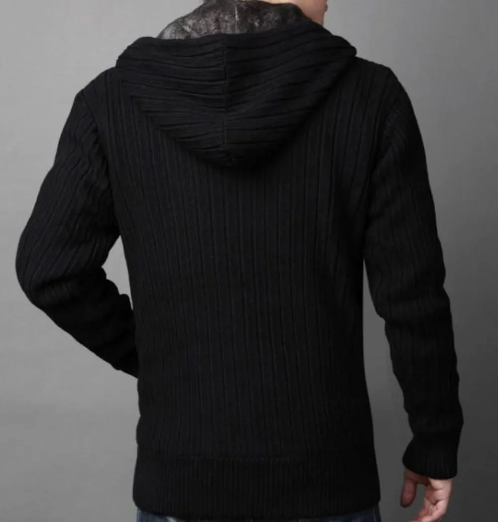 Mens Hooded Cardigan with Inner Fur