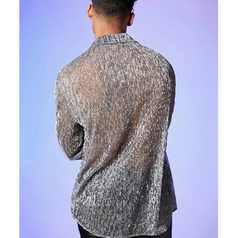 Men's Sparkling See-through Shirt 63950891YM