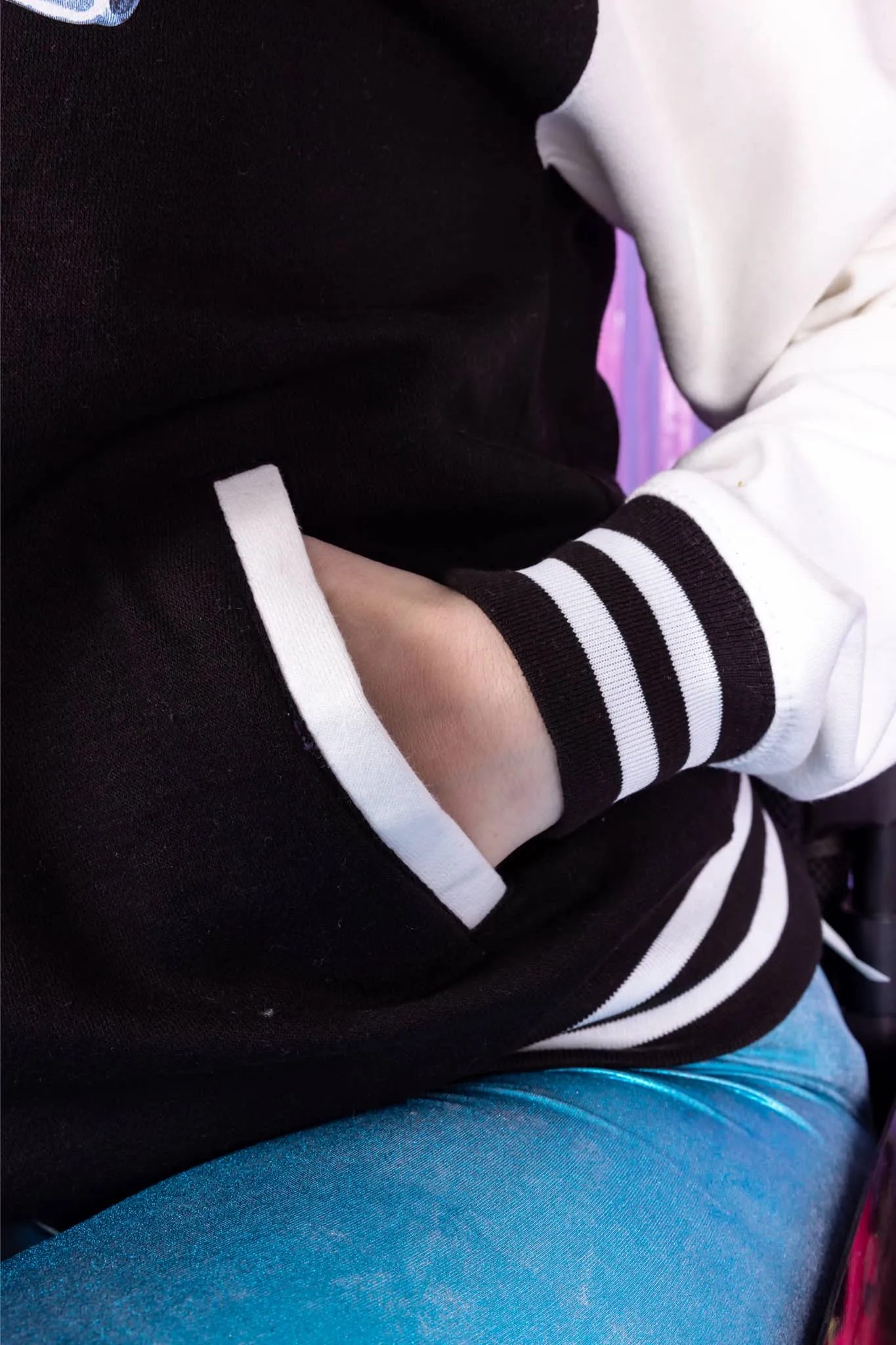Mermaid Skull Black & White Varsity Jacket