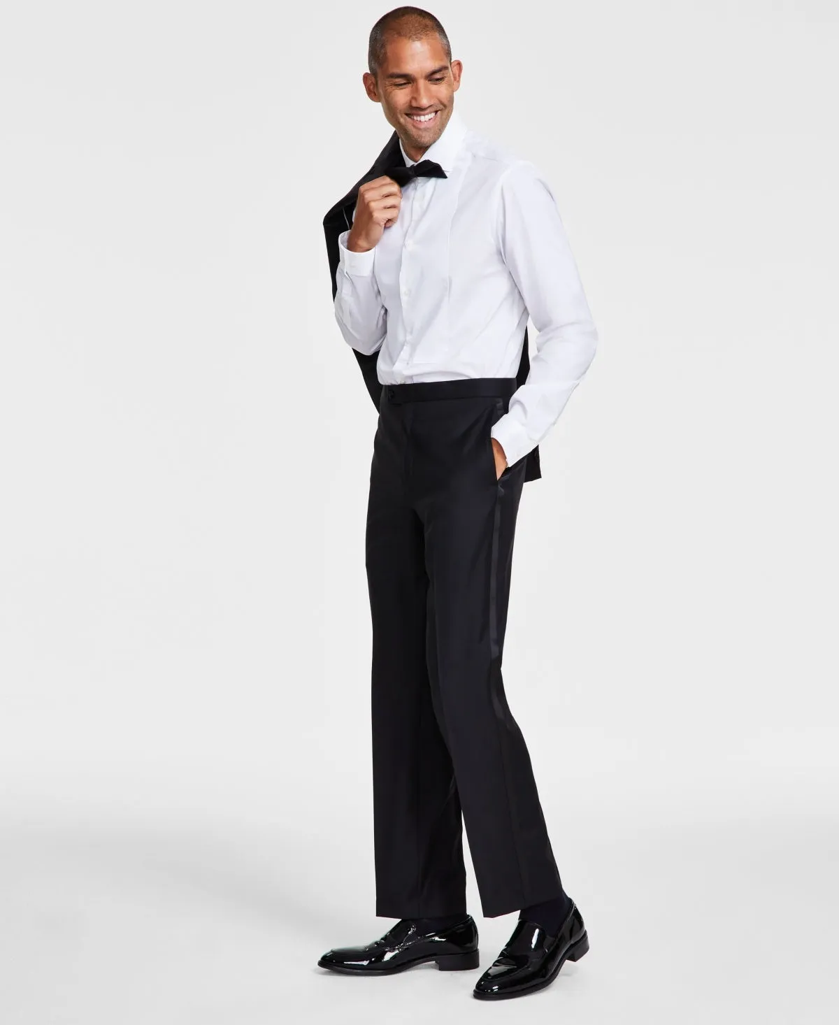 Michael Kors Mens Classic fit Tuxedo Dress Pants 40 / 32 Black Solid