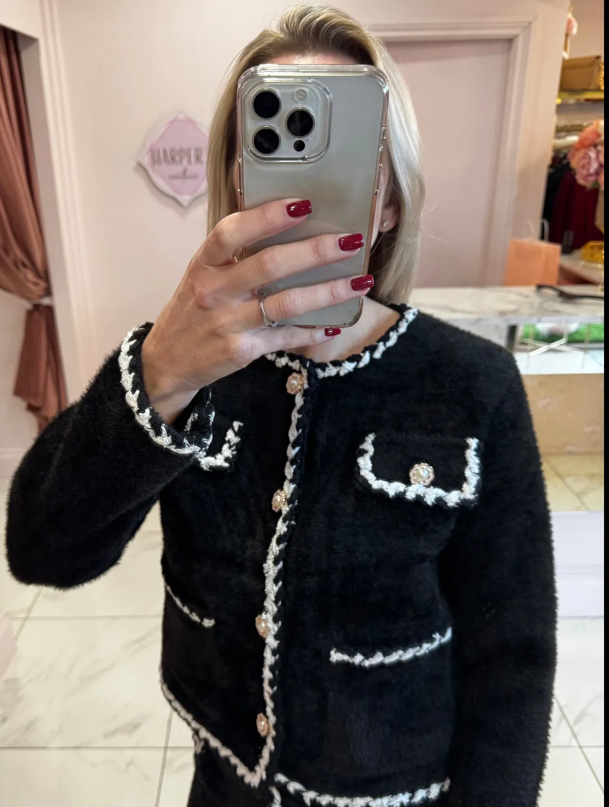 Millie Premium Black Button Detail Cardigan