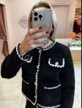 Millie Premium Black Button Detail Cardigan
