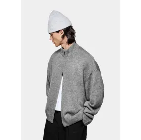 MKI MOHAIR BLEND KNIT TRACK JACKET BROWN MARL