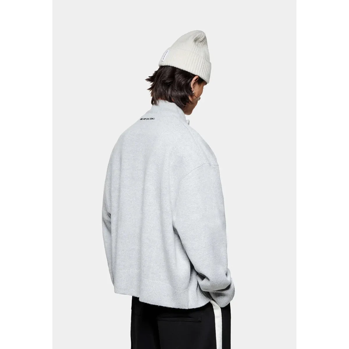 MKI MOHAIR BLEND KNIT TRACK JACKET GREY