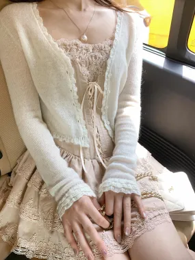 [Mummy Cat] Boîte à musique de ballet lace mini dress and cardigan set