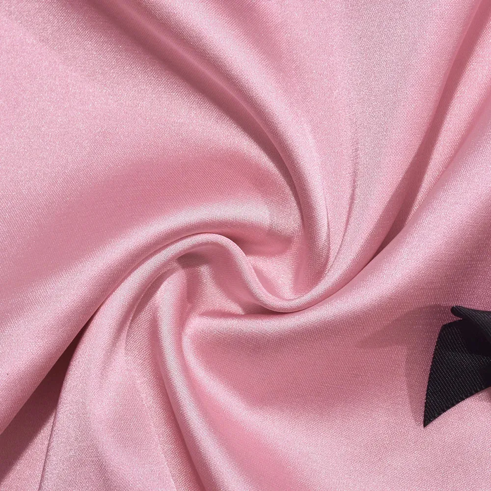 My Good Side Satin Pink Bow Mini Skirt
