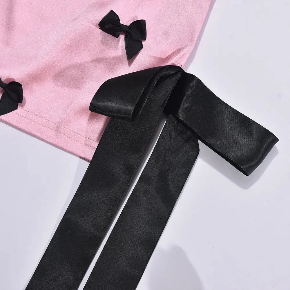 My Good Side Satin Pink Bow Mini Skirt