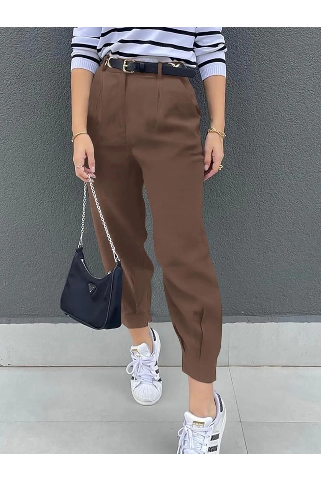 NicholesGifts Women High Waist Cropped Pants