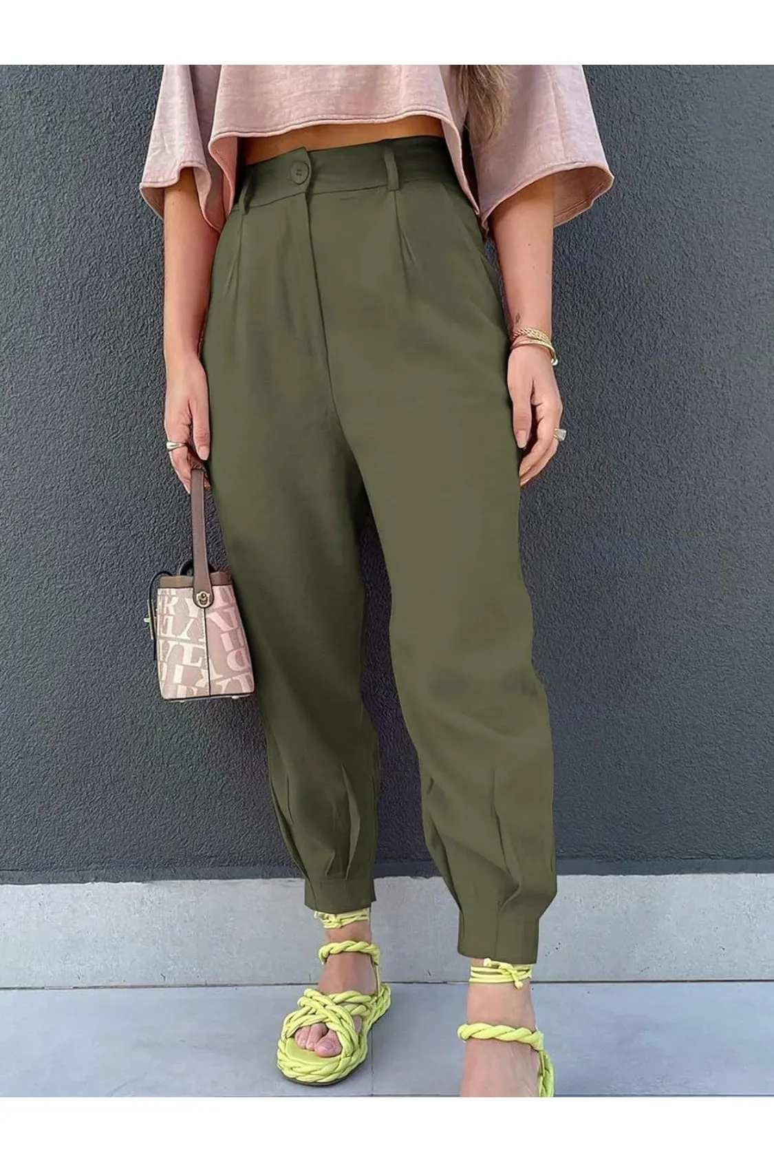 NicholesGifts Women High Waist Cropped Pants
