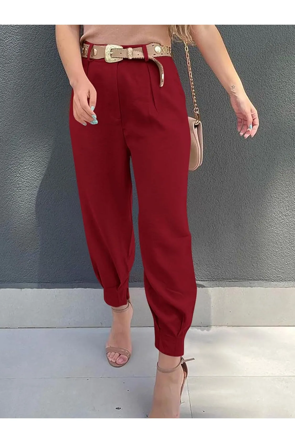 NicholesGifts Women High Waist Cropped Pants