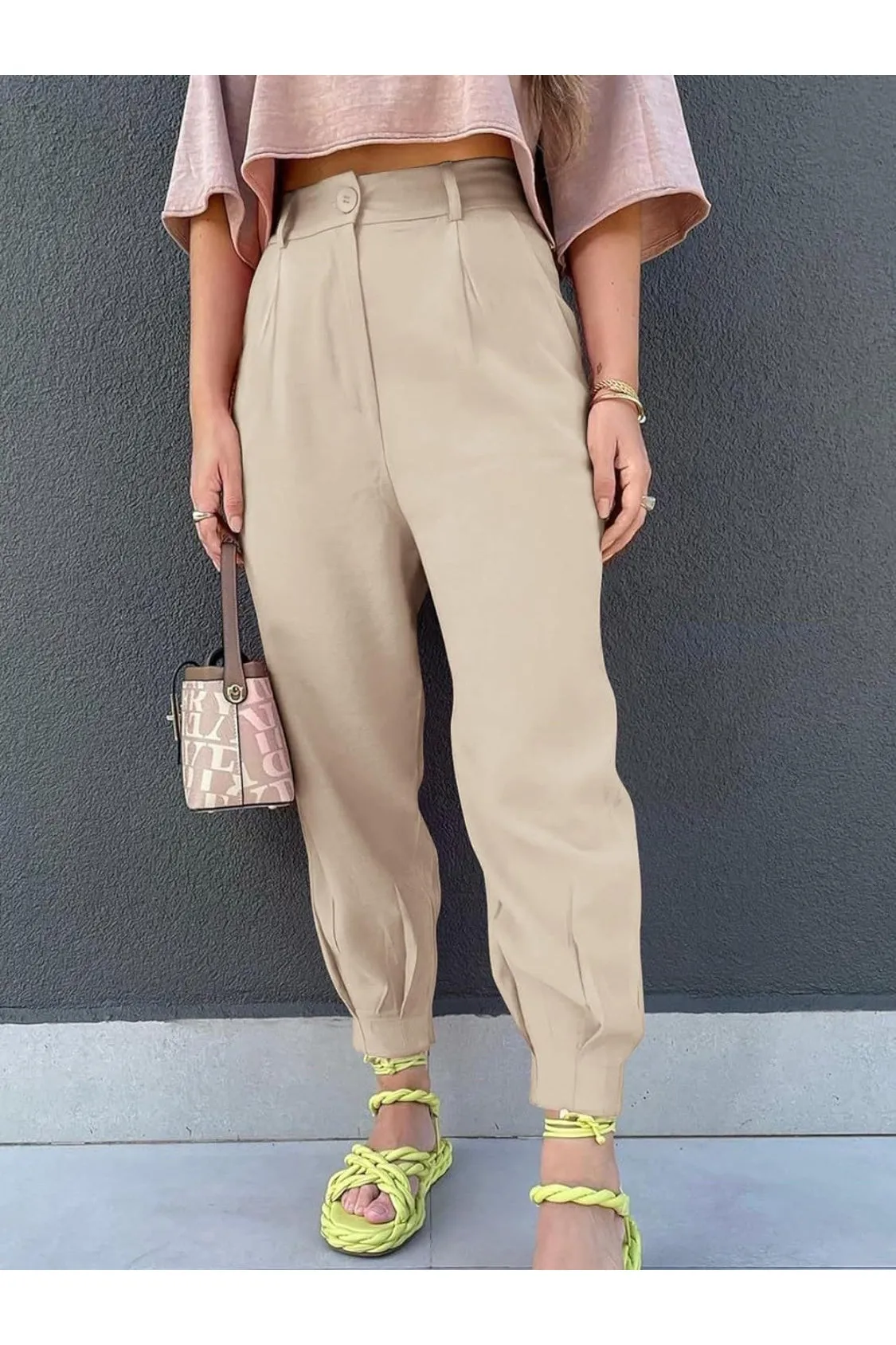 NicholesGifts Women High Waist Cropped Pants
