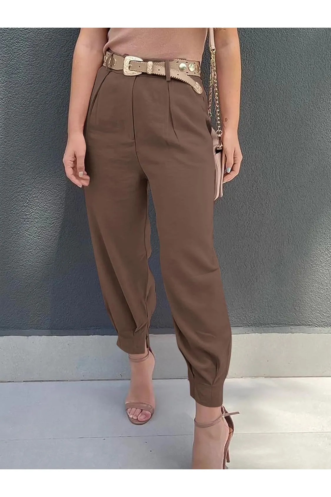 NicholesGifts Women High Waist Cropped Pants
