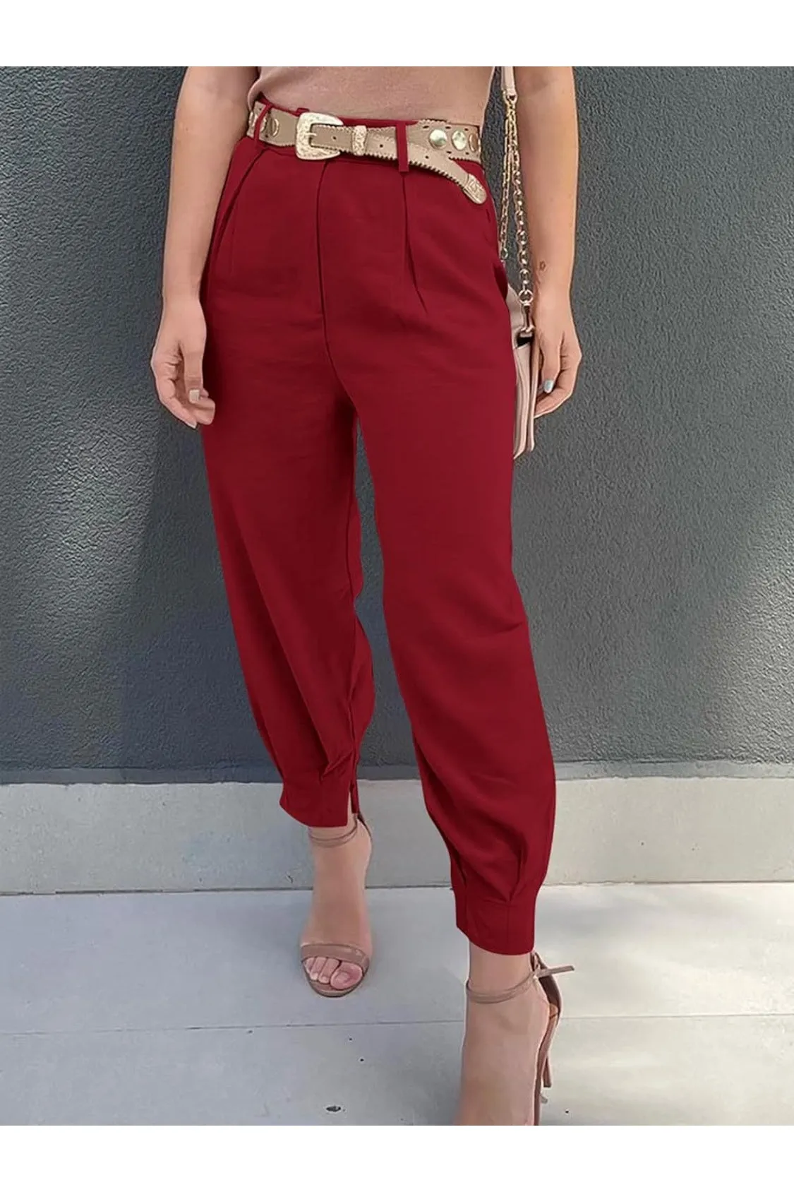 NicholesGifts Women High Waist Cropped Pants