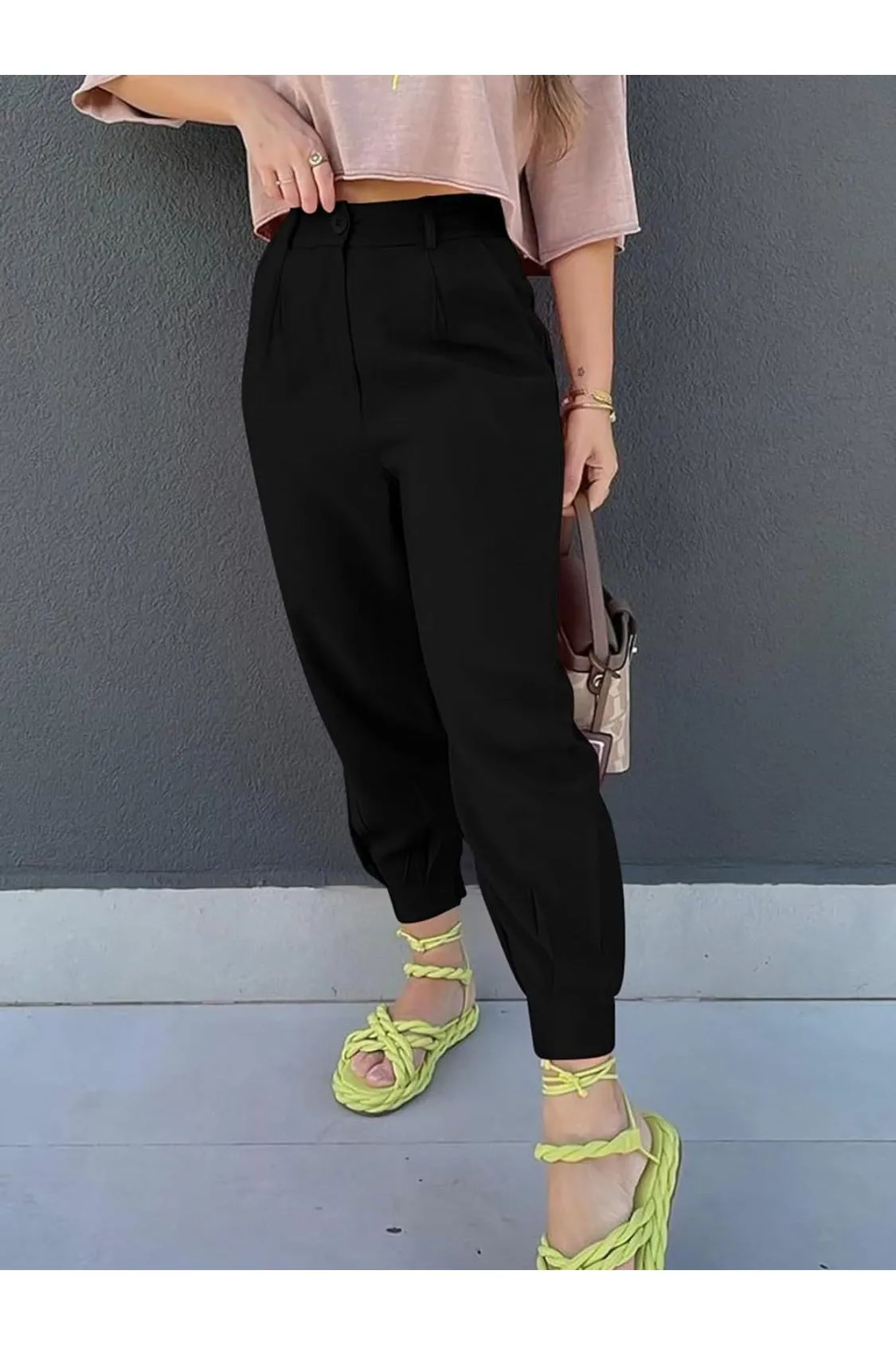 NicholesGifts Women High Waist Cropped Pants
