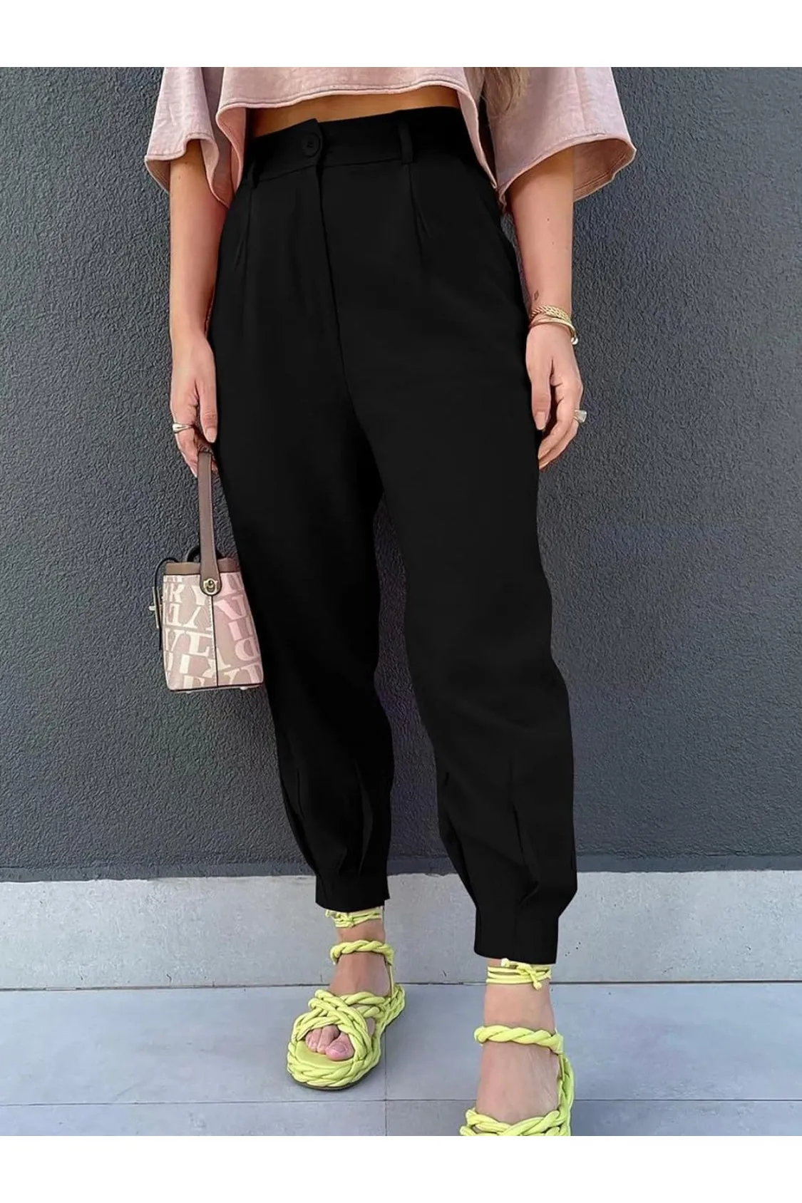 NicholesGifts Women High Waist Cropped Pants
