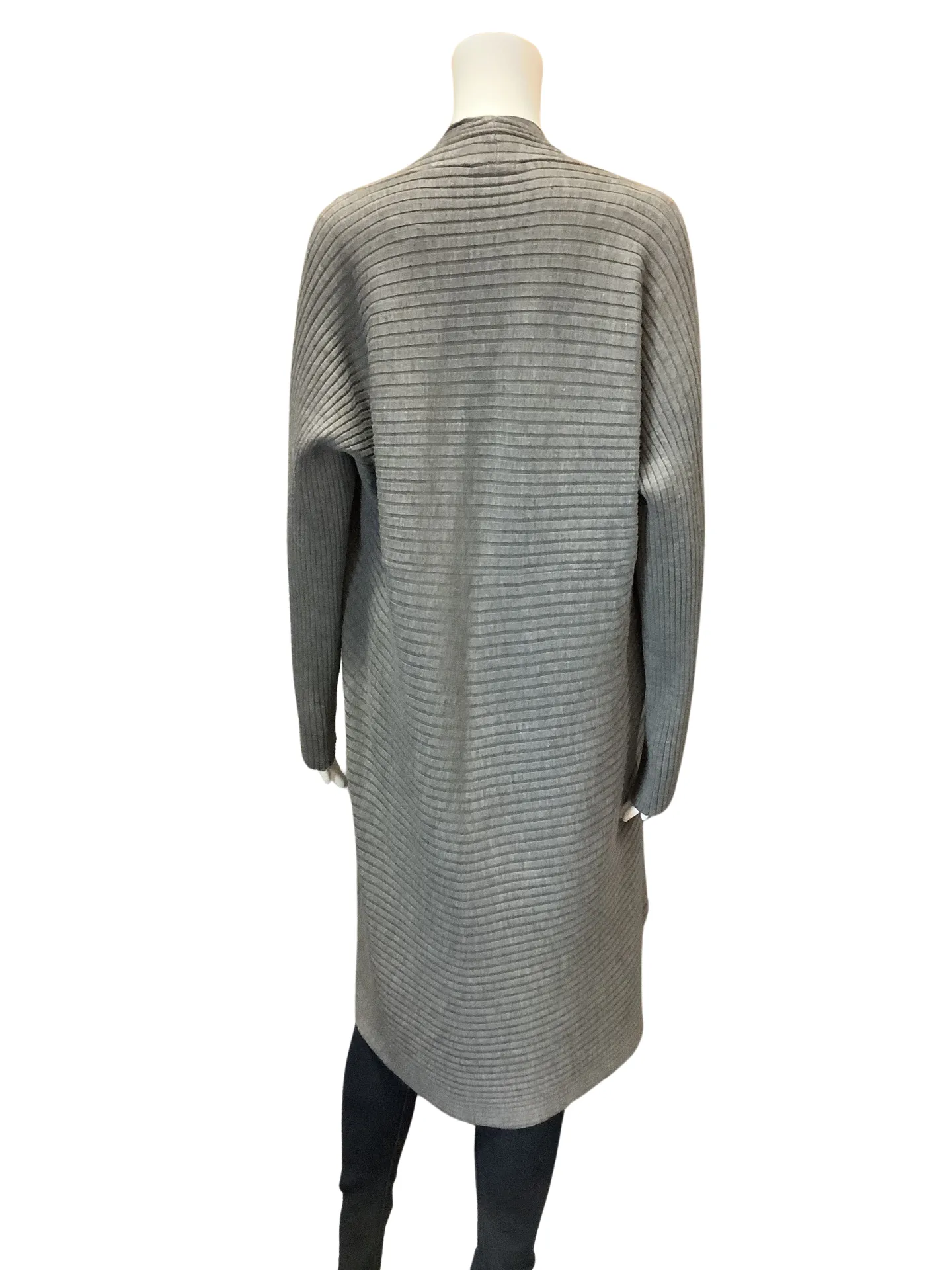 NY Charisma Women's Cardigan Gray Open Ribbed Sweater Size: XL