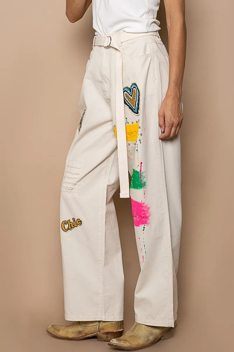 Paint   Patch Loose Fit Wide Leg Pants