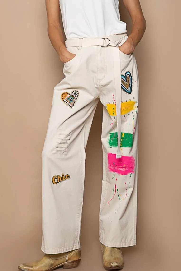 Paint   Patch Loose Fit Wide Leg Pants