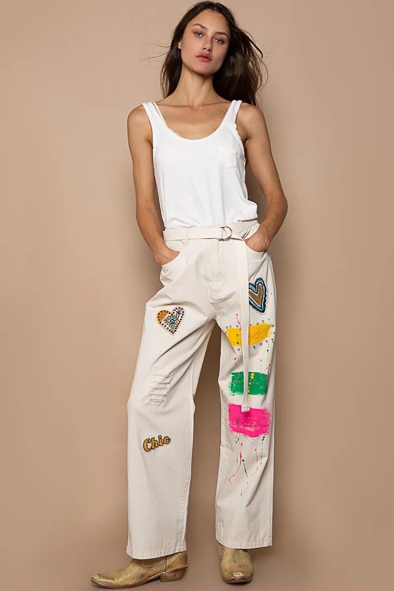 Paint   Patch Loose Fit Wide Leg Pants