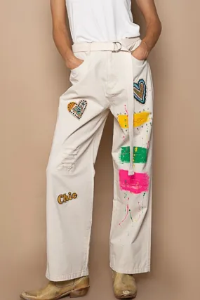 Paint   Patch Loose Fit Wide Leg Pants