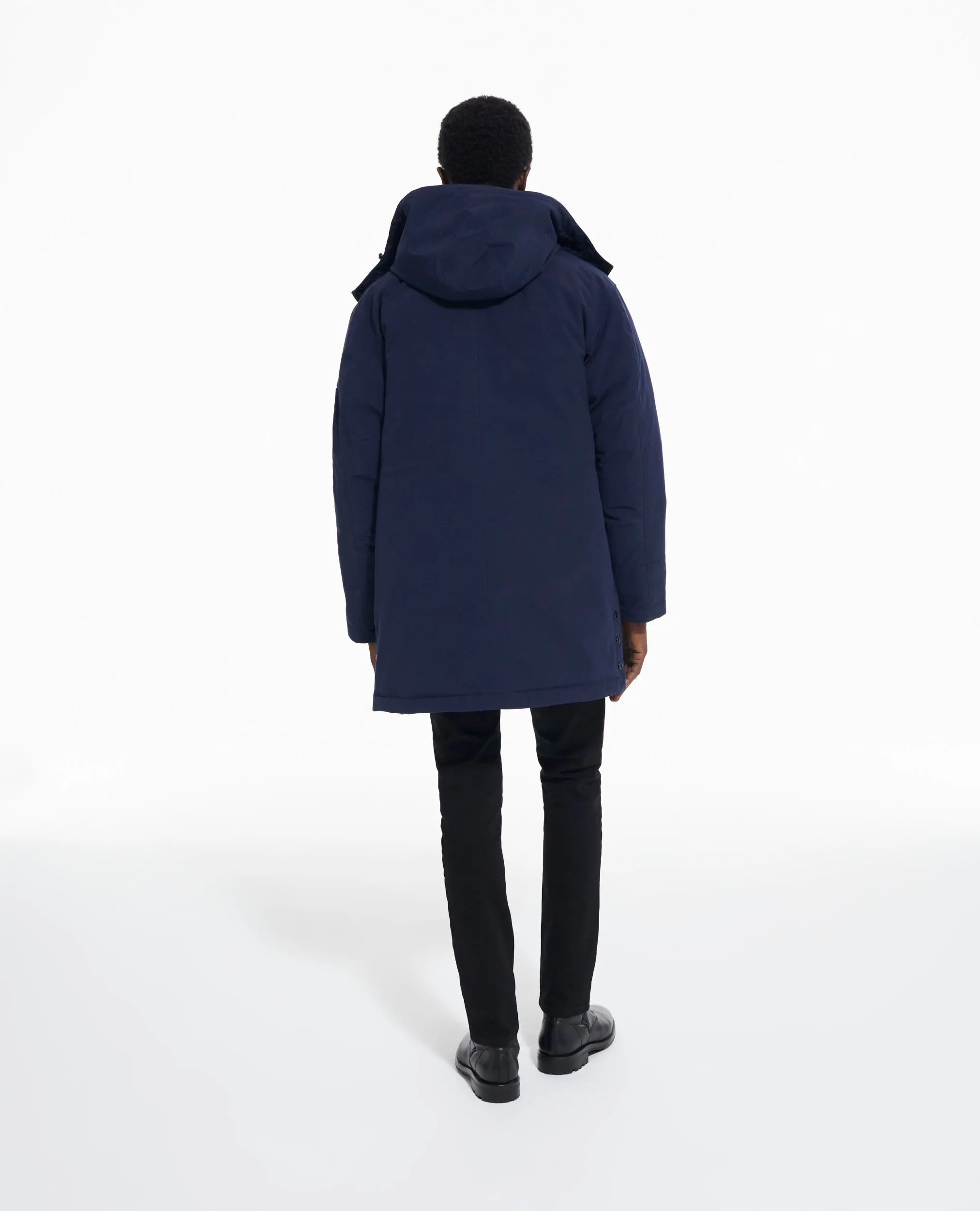 Parka à capuche bleu marine
