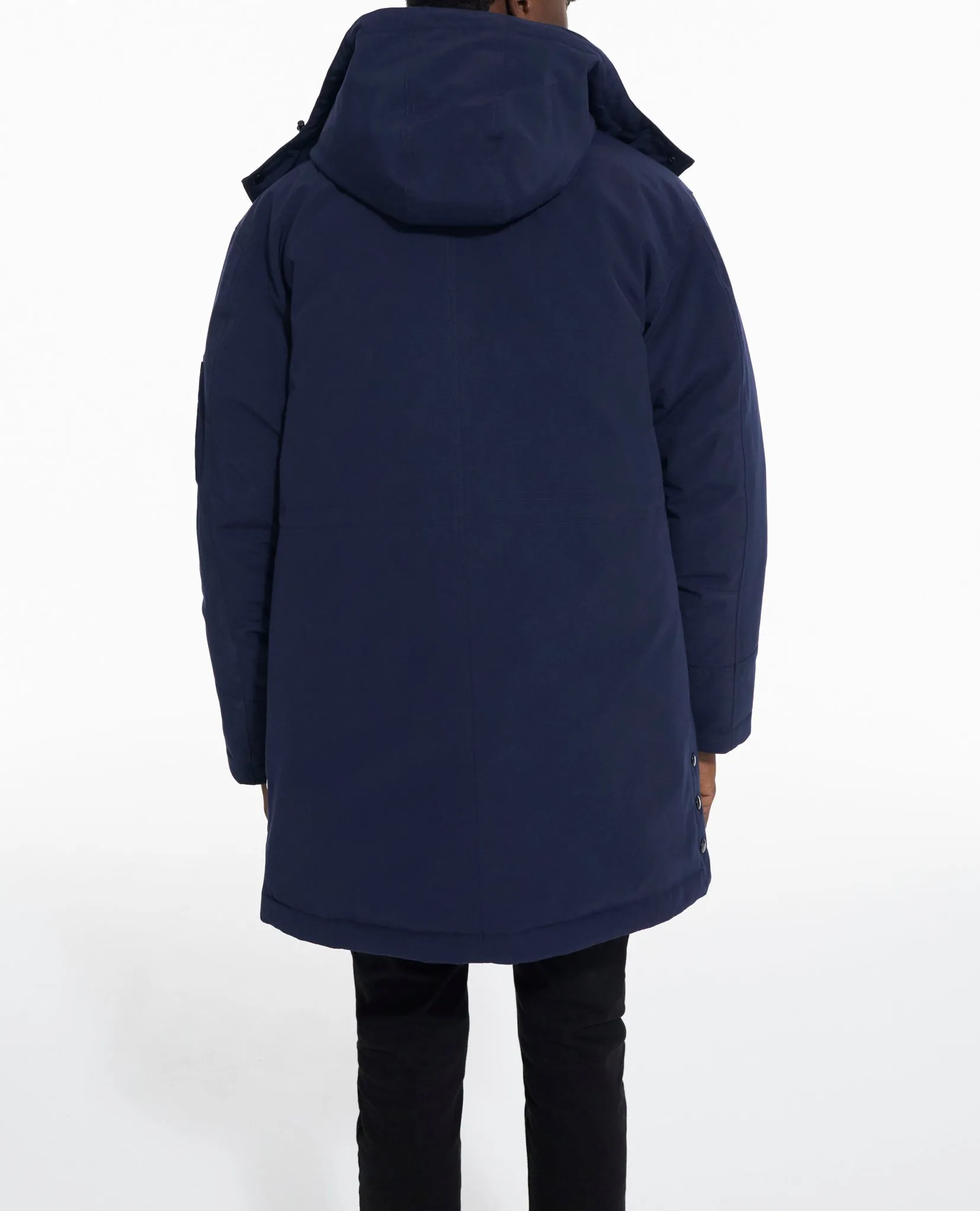Parka à capuche bleu marine