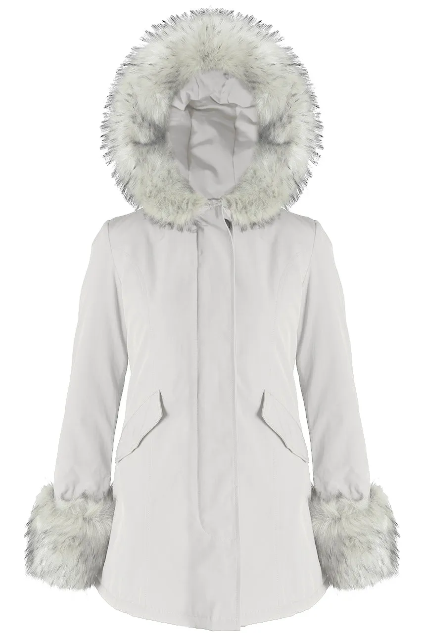 Parka Coat With Fur Hood And Cuffs