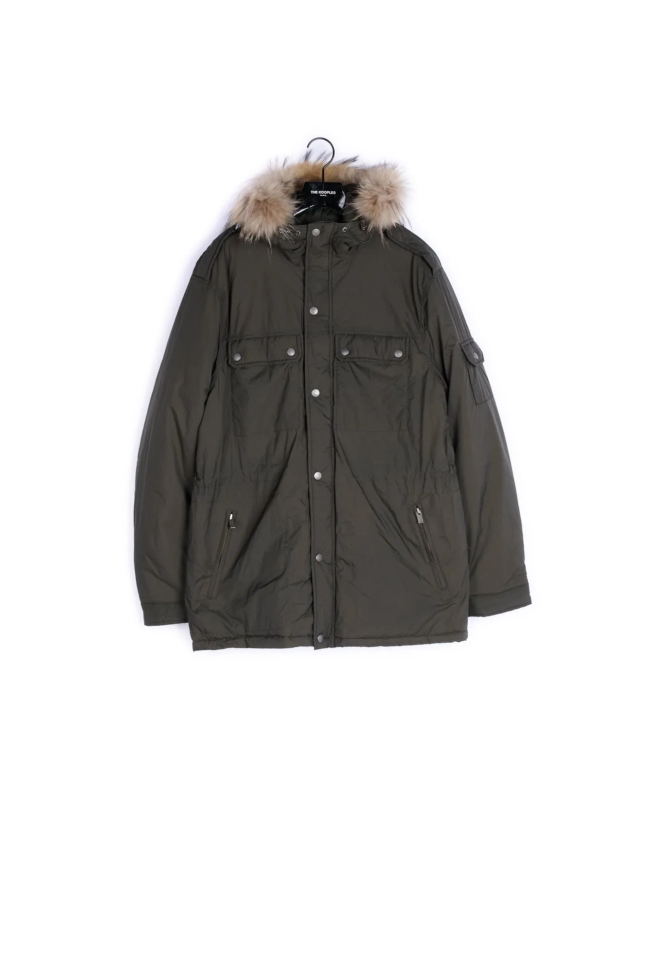 Parka en nylon technique à capuche en fourrure amovible