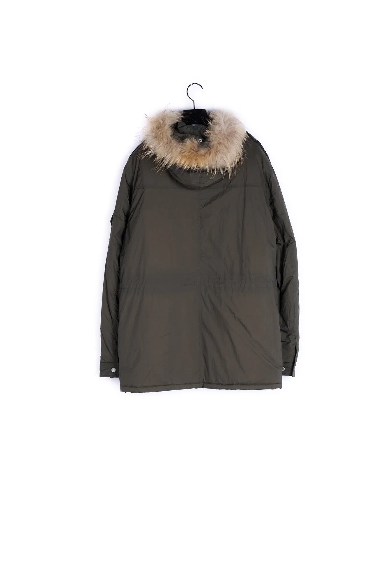 Parka en nylon technique à capuche en fourrure amovible
