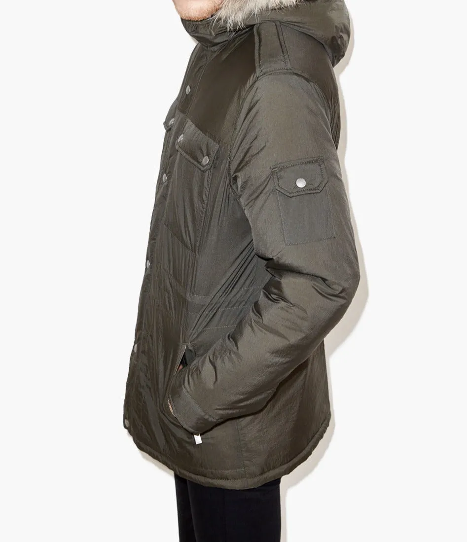 Parka en nylon technique à capuche en fourrure amovible