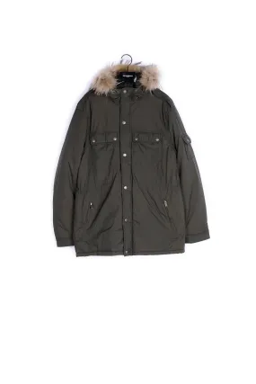 Parka en nylon technique à capuche en fourrure amovible