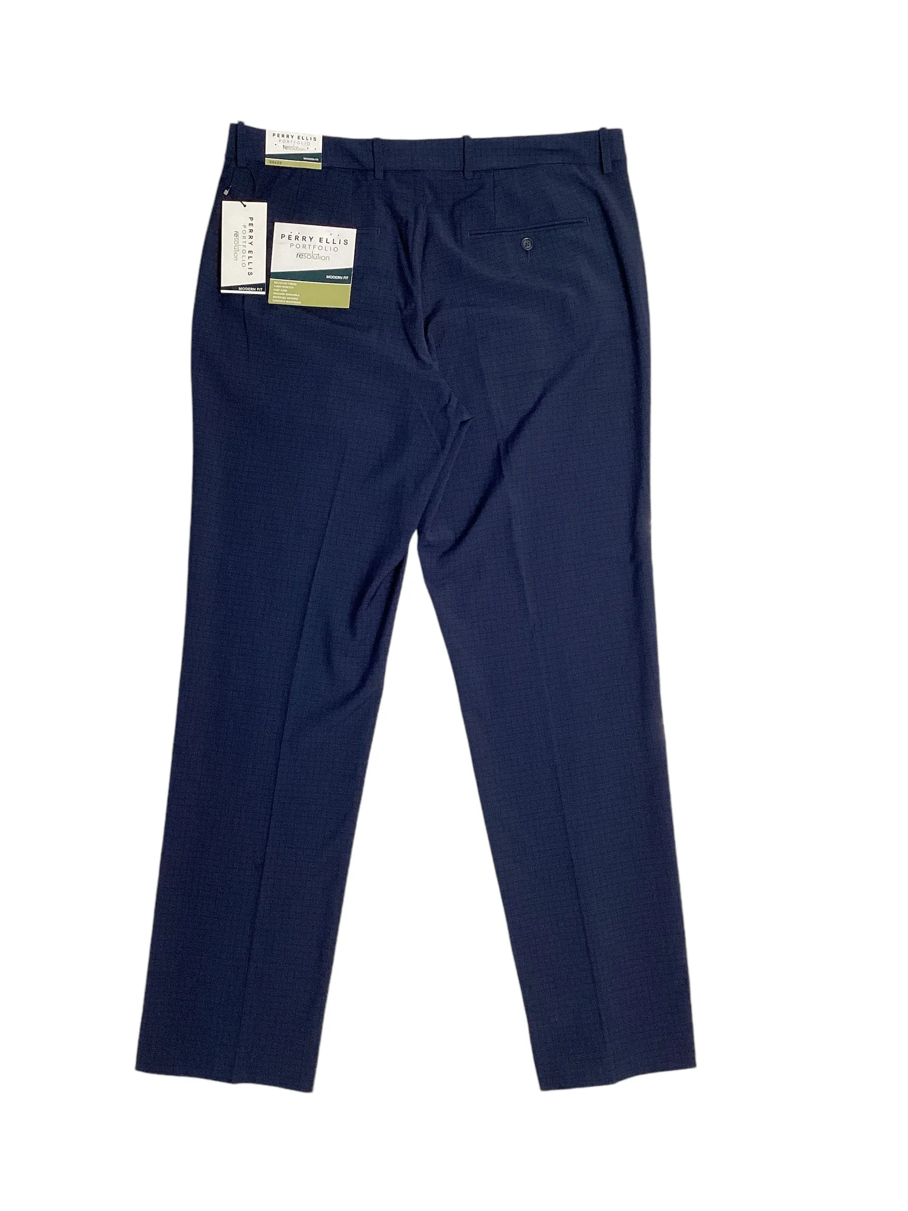 Perry Ellis Portfolio Mens Slim fit Dress Pants 30 / 30 Blue Plaid