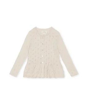 Pointelle Knit Cardigan - Creme