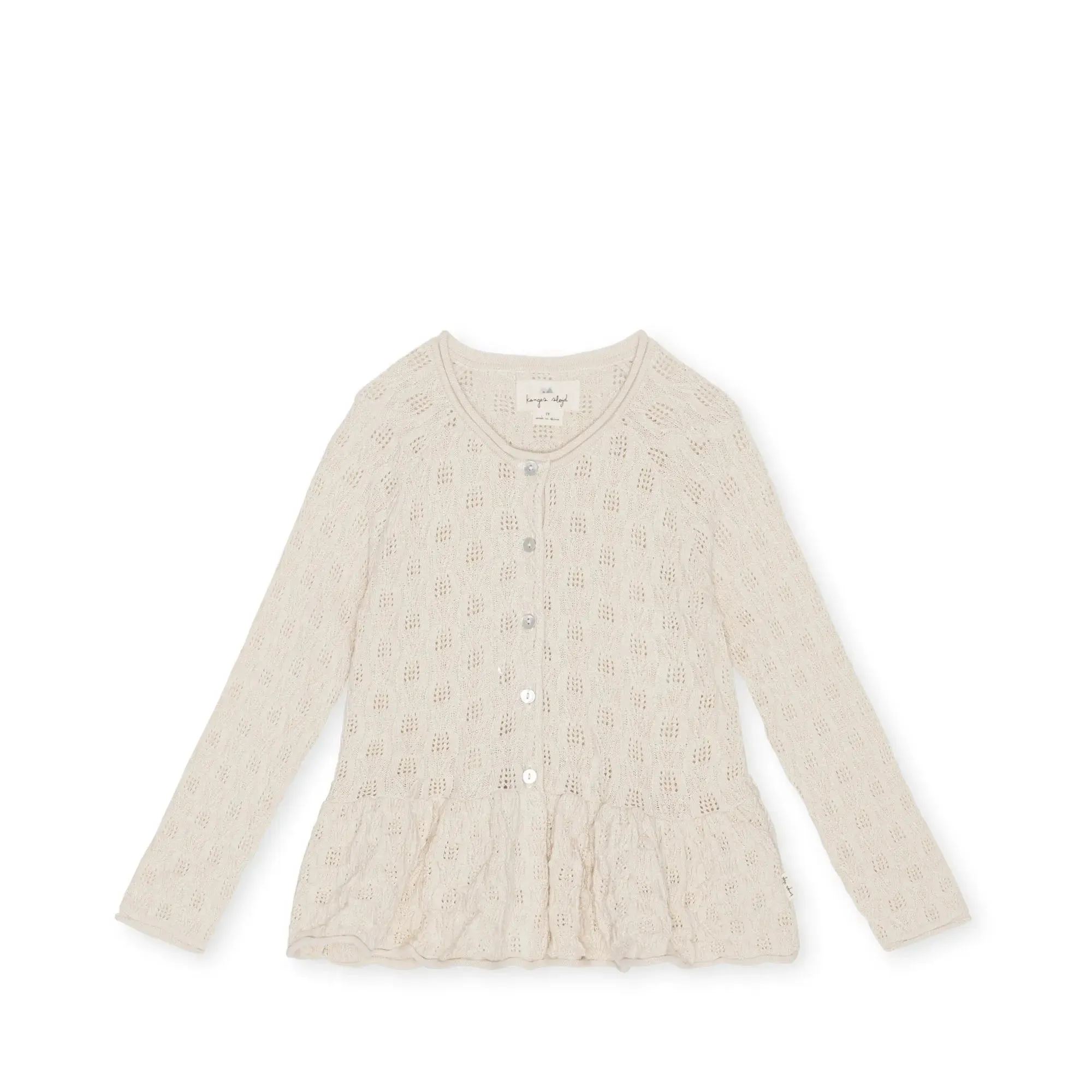 Pointelle Knit Cardigan - Creme