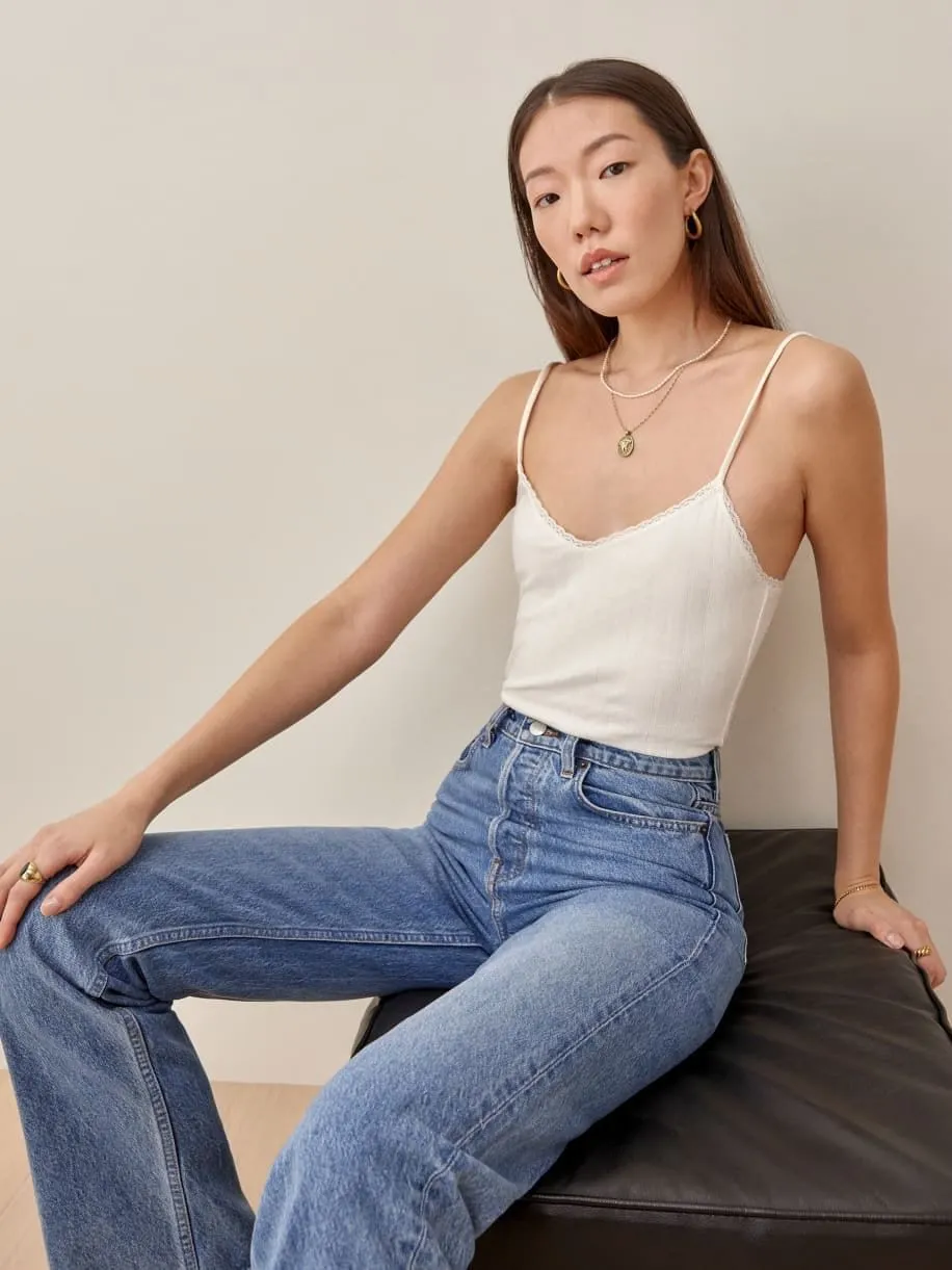 Pointelle Lace Trim Cami Tank