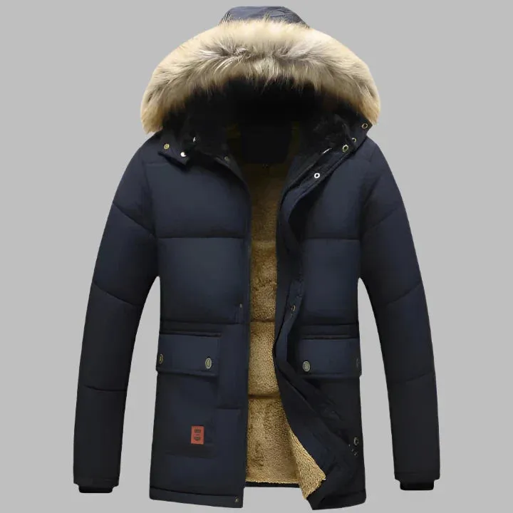 PolarEdge Parka | Warmer, langer wasserdichter Wintermantel für Herren mit Fleecefutter und Fellkragen