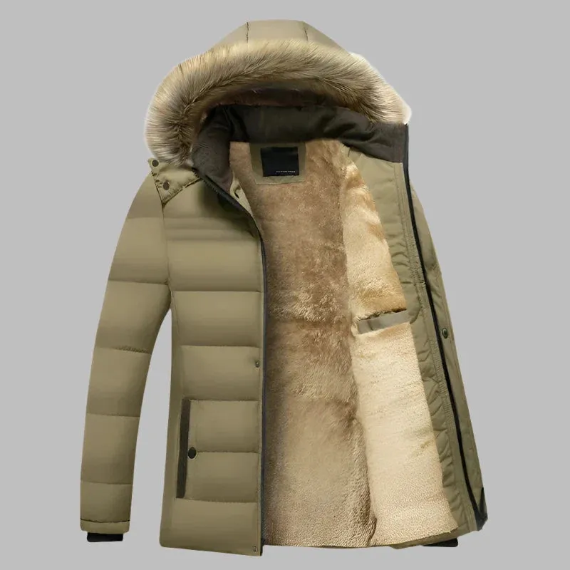 PolarEdge Parka | Warmer, langer wasserdichter Wintermantel für Herren mit Fleecefutter und Fellkragen